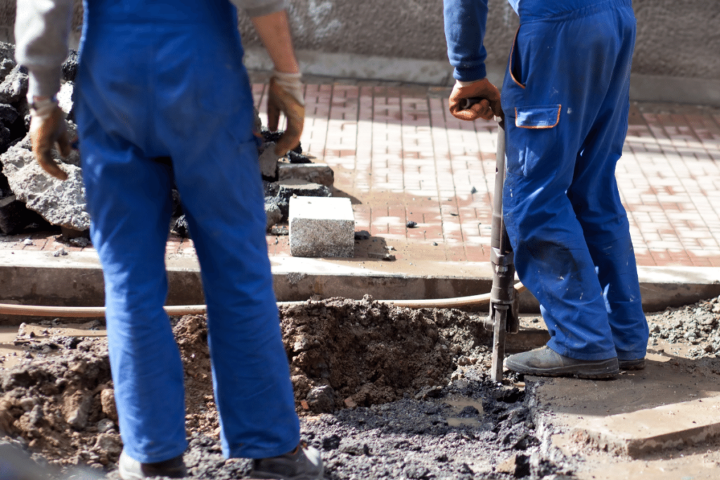 concrete repair on sidewalk